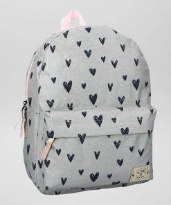 Sac à dos 'cœurs' en toile - Gris