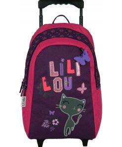 BAGTROTTER Sac à dos à roulettes Lililou Chat Prune - Violet