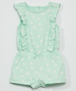 Barboteuse en jersey smockée - Vert