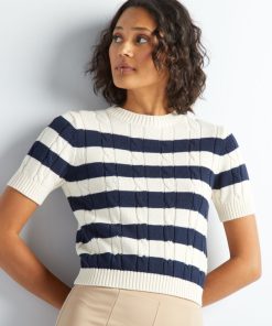 Pull rayé cropped - Bleu