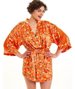 Kimono imprimé NOUMEA - Camille Cerf & Pomm'Poire - Orange