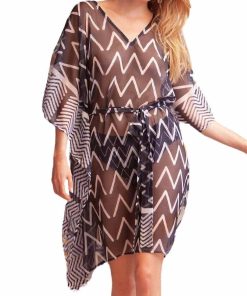 Kaftan de plage avec ceinture Frida - Bleu