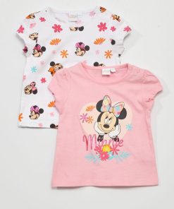 Lot de 2 t-shirts 'Minnie' - blanc/rose