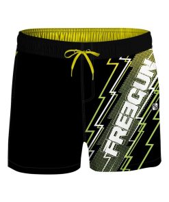 Boardshort court garçon ceinture demi-élastiquée Eclair Freegun - Noir