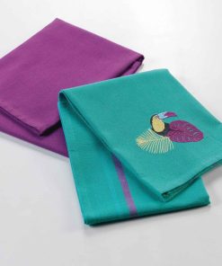 2 Serviettes torchons 50 x 70 cm Hawaina toucan - Violet