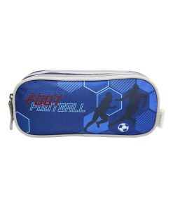 Trousse scolaire 2 compartiments Phileas Football Bleue Bagtrotter - Bleu