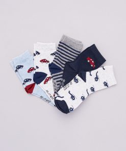Chaussettes avec imprimés fantaisie - Lot de 5 - ROUGE