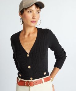 Gilet en maille côtelée - noir