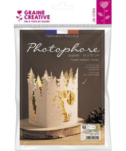 Photophore forêt de Noël en papier - Blanc
