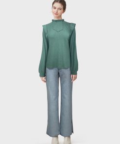 Blouse à col volanté - Vert