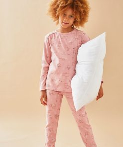 Pyjama 2 pièces à imprimé animalier en jersey, - Rose