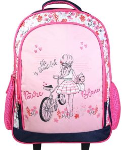 BAGTROTTER Sac à dos à roulettes 43 cm Poivre Blanc Rose Vélo - Rose