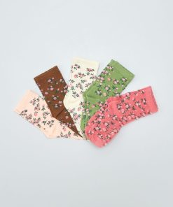 Lot de 5 paires de chaussettes imprimé fleuri - Rose
