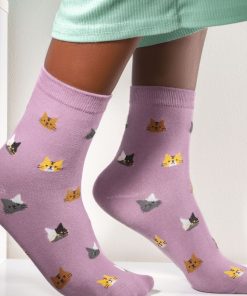 Chaussettes En Coton Tête De Chat- Sockup- 35-43 - Violet
