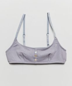 Brassière en maille côtelée - Bleu gris