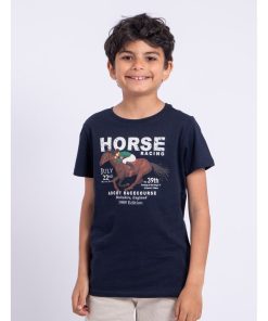 T-shirt manches courtes col rond pur coton NEDER-J - Bleu marine