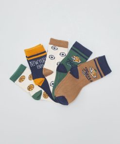 Chaussettes avec imprimés fantaisie - Lot de 5 - Marron
