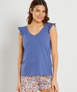 Ensemble pyjama short - 2 pièces - Bleu/blanc