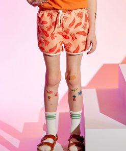 Short de bain à taille élastiquée - ROUGE