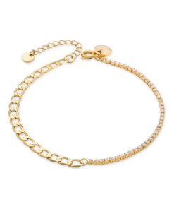 Bracelet Nirik en zircone brillante, finition en or jaune 18 carats - Multicolore