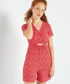 Combishort court à motif - Rouge