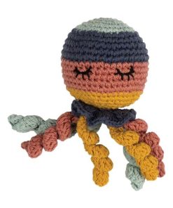 Hochet tricoté Pieuvre - Multicolore