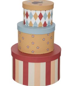 Lot de 3 boites rondes en papier Circus - Rouge