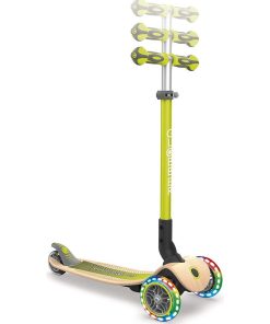 Trottinette Aluminium GLOBBER Primo Foldable Wood Vert avec roues lumineuses - N/A
