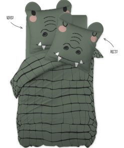 Parure housse de couette + taie Ali le crocodile - Vert