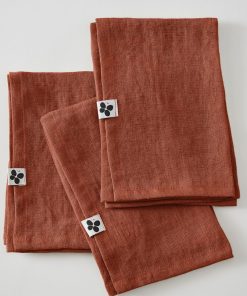 3 Serviettes de table en lin Soline - Orange