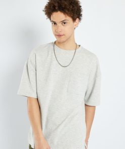 T-shirt en maille ottoman unie - Gris