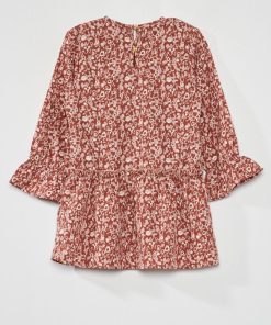 Robe évasée à motif - Rose