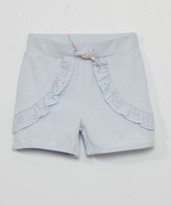 Short en broderie anglaise - Bleu ciel