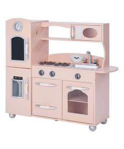 Cuisine enfant Little Chef dinette en bois rose fille garçon jeux TD-11414P - N/A