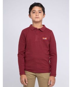 Polo manches longues pur coton PODRICK-J - Bordeaux