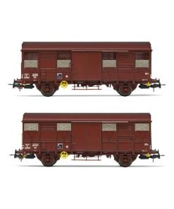 Coffret de 2 wagons SNCF fermés à 2 essieux Kv Permaplex, avec volets ouverts - N/A