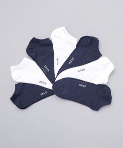 Lot de 7 paires de chaussettes invisibles - blanc bleu