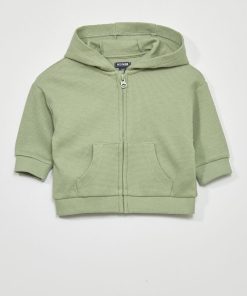 Sweat à capuche en maille gaufrée - Vert