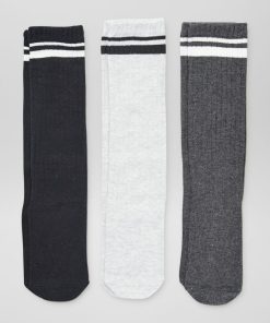 Lot de 3 paires de chaussettes hautes sport - Gris/noir
