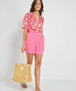Short 'JDY' avec ceinture élastiquée - rose