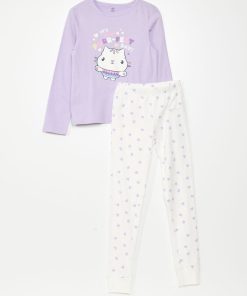 Pyjama long - 'Gabby et la maison magique' - 2 pièces - Violet/blanc