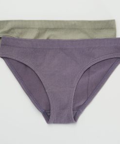 Lot de 2 culottes en maille côtelée 'Envie de lingerie ' - Kaki