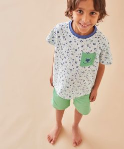 Pyjama 2 pièces en jersey, clair/vert - Vert