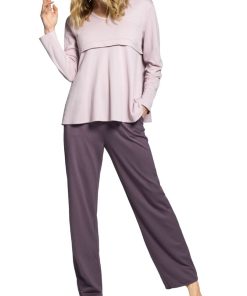 Ensemble pyjama long en coton et modal Viena - Rose