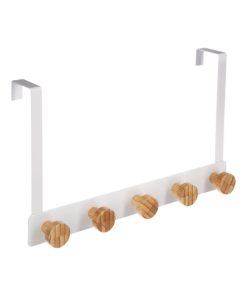 Patère métal bambou 5 têtes pour porte blanc - Blanc