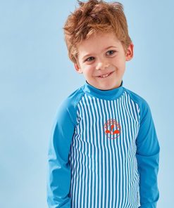 Top UV rayé, - Bleu