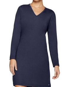 Chemise de nuit manches longues Travel Soft premium - Bleu
