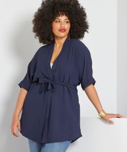 Gilet esprit kimono - bleu marine