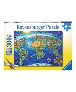 Puzzle 300 p xxl - carte des monuments du monde - N/A