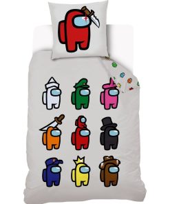Housse De Couette Among Us Imposteurs et Taie D'oreiller - 100% Coton - Gris